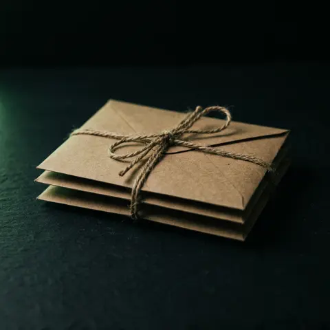 Sealed envelopes bound with string