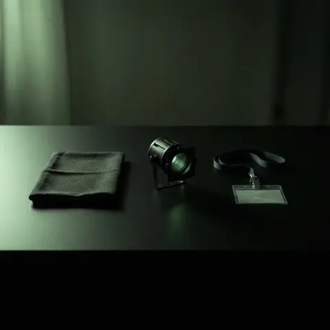 A close-up mat, a small spotlight, and a lanyard